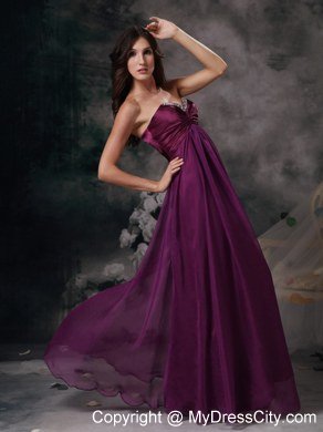 Dark Purple Celebrity Dress Empire Beading Sweetheart Chiffon Floor-length