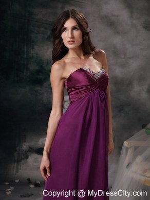 Dark Purple Celebrity Dress Empire Beading Sweetheart Chiffon Floor-length