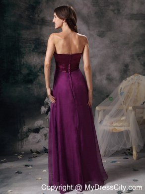 Dark Purple Celebrity Dress Empire Beading Sweetheart Chiffon Floor-length