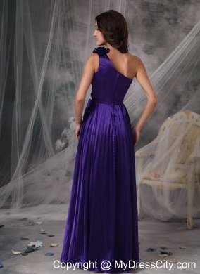 Ruching One Shoulder Purple Empire Celebrity Dress Beading Floor-length