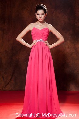 Coral Red Zipper Celebrity Dress Sweetheart with Beading