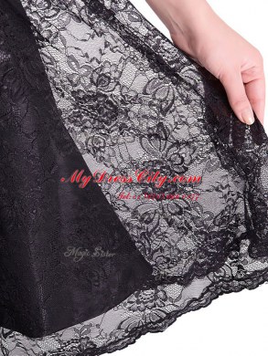 Super Lace Short Sleeves Knee Length Prom Dresses and Lace