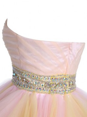 Dramatic Multi-color Sleeveless Mini Length Beading and Ruffled Layers Zipper Prom Dresses