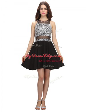 Custom Design Scoop Sleeveless Zipper Mini Length Beading