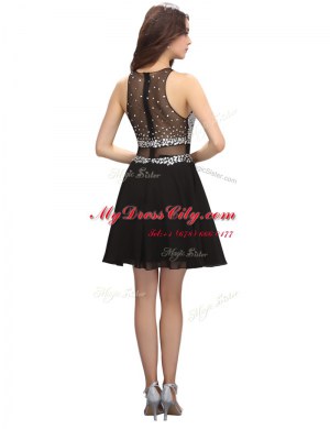 Custom Design Scoop Sleeveless Zipper Mini Length Beading