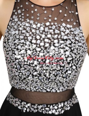 Custom Design Scoop Sleeveless Zipper Mini Length Beading