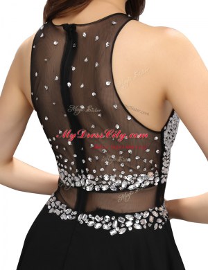 Custom Design Scoop Sleeveless Zipper Mini Length Beading