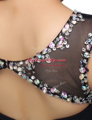 Chiffon Bateau Sleeveless Zipper Beading Evening Dress in Black