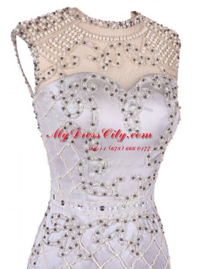 Free and Easy Mini Length White Prom Evening Gown Scoop Sleeveless Zipper