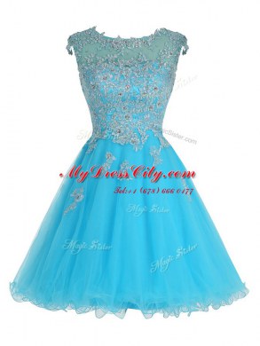 Smart Scoop Organza Sleeveless Mini Length Cocktail Dress and Beading and Appliques