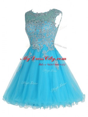 Smart Scoop Organza Sleeveless Mini Length Cocktail Dress and Beading and Appliques