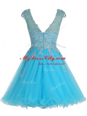 Smart Scoop Organza Sleeveless Mini Length Cocktail Dress and Beading and Appliques