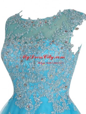 Smart Scoop Organza Sleeveless Mini Length Cocktail Dress and Beading and Appliques