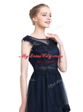 Black Sleeveless Beading Floor Length Prom Dresses