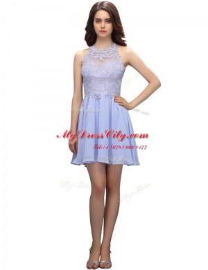 Sleeveless Zipper Mini Length Beading and Appliques Prom Party Dress