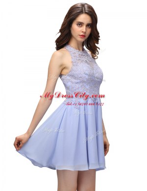 Sleeveless Zipper Mini Length Beading and Appliques Prom Party Dress