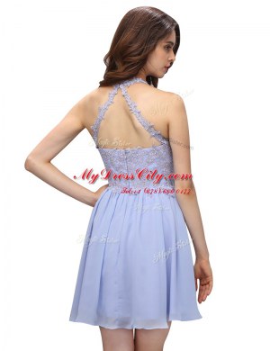 Sleeveless Zipper Mini Length Beading and Appliques Prom Party Dress