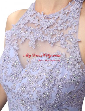 Sleeveless Zipper Mini Length Beading and Appliques Prom Party Dress