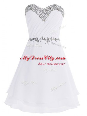 Traditional White Sleeveless Chiffon Zipper for Prom and Party