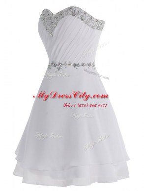 Traditional White Sleeveless Chiffon Zipper for Prom and Party