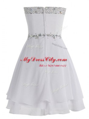 Traditional White Sleeveless Chiffon Zipper for Prom and Party