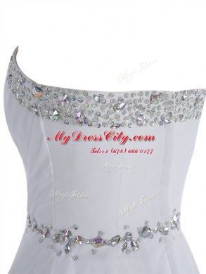 Traditional White Sleeveless Chiffon Zipper for Prom and Party