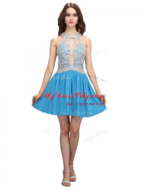 New Arrival Scoop Sleeveless Chiffon Dress for Prom Beading Zipper