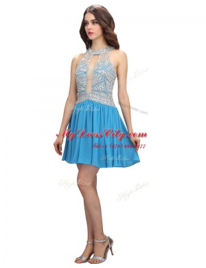 New Arrival Scoop Sleeveless Chiffon Dress for Prom Beading Zipper