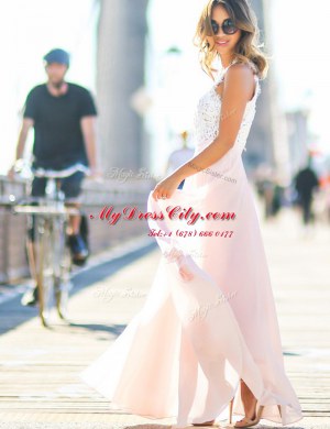 Scalloped Sleeveless Zipper Floor Length Lace
