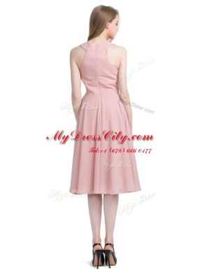 Clearance Scoop Chiffon Sleeveless Knee Length Dress for Prom and Beading