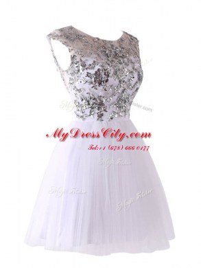 Flare Scoop Cap Sleeves Sequins Backless Homecoming Dress