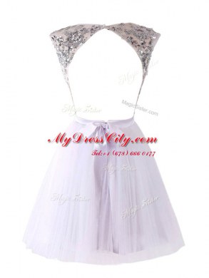 Flare Scoop Cap Sleeves Sequins Backless Homecoming Dress
