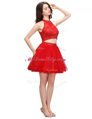 Organza Sleeveless Mini Length Evening Dress and Beading