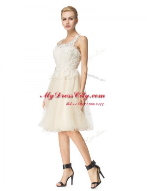 Hot Selling Champagne Scoop Zipper Beading Cocktail Dresses Sleeveless