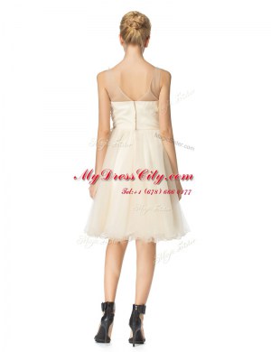 Hot Selling Champagne Scoop Zipper Beading Cocktail Dresses Sleeveless