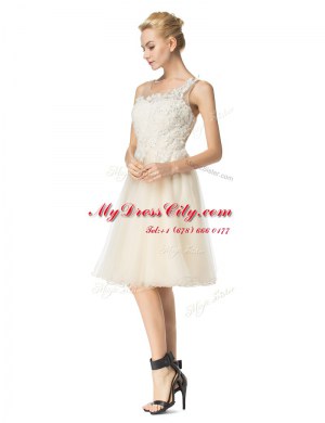 Hot Selling Champagne Scoop Zipper Beading Cocktail Dresses Sleeveless