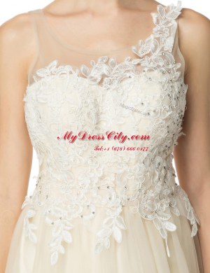 Hot Selling Champagne Scoop Zipper Beading Cocktail Dresses Sleeveless