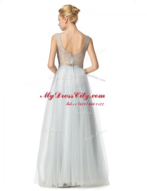 Scoop Sleeveless Zipper Floor Length Appliques