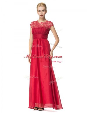 Cheap Scoop Coral Red Zipper Homecoming Dress Beading and Ruching Sleeveless Floor Length
