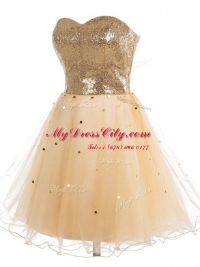 Sexy Sequins Sweetheart Sleeveless Lace Up Prom Dress Champagne Organza