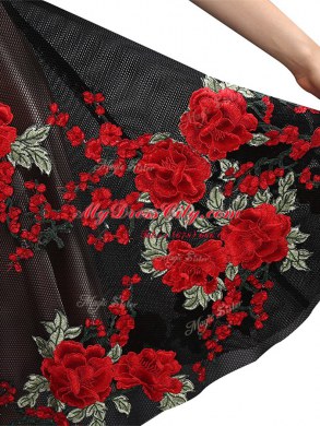 Multi-color A-line Silk Like Satin Sweetheart Sleeveless Embroidery Knee Length Zipper Prom Evening Gown