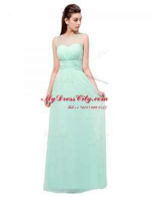 Smart Scoop Turquoise Sleeveless Ruching Floor Length