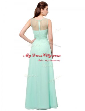 Smart Scoop Turquoise Sleeveless Ruching Floor Length
