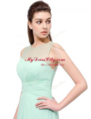 Smart Scoop Turquoise Sleeveless Ruching Floor Length