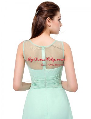 Smart Scoop Turquoise Sleeveless Ruching Floor Length