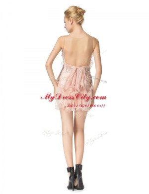 Cheap Pink Column/Sheath Scoop Sleeveless Chiffon Mini Length Side Zipper Ruching Evening Dress