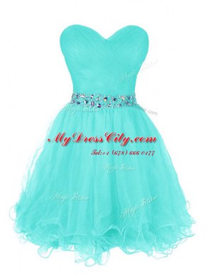 Sleeveless Zipper Mini Length Beading and Ruffled Layers Prom Dresses