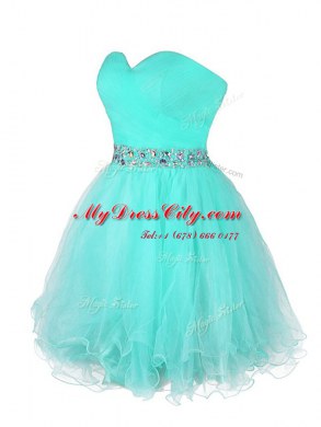 Sleeveless Zipper Mini Length Beading and Ruffled Layers Prom Dresses