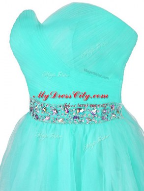 Sleeveless Zipper Mini Length Beading and Ruffled Layers Prom Dresses