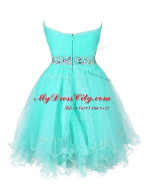 Sleeveless Zipper Mini Length Beading and Ruffled Layers Prom Dresses